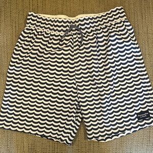 Abercrombie & Fitch Navy and White Wave-Print Kids Swim Trunks